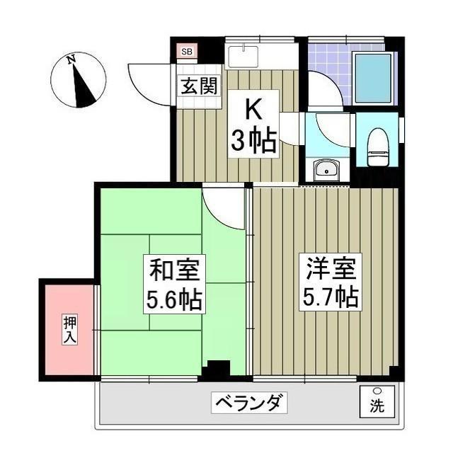 関コーポ(2K/2階)の間取り写真
