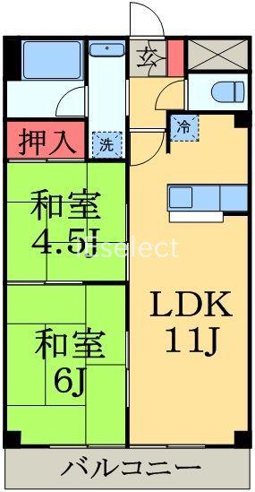 フジタマンション(2LDK/4階)の間取り写真