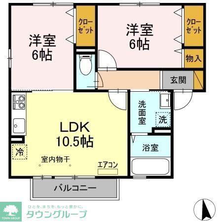 ピーノフォーリアI(2LDK/2階)の間取り写真