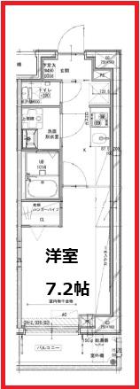 ディップス竹ノ塚駅前(1K/3階)の間取り写真