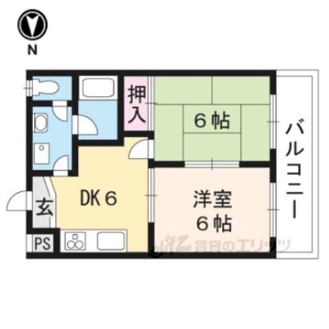 ドルフィンⅡ(2DK/1階)の間取り写真