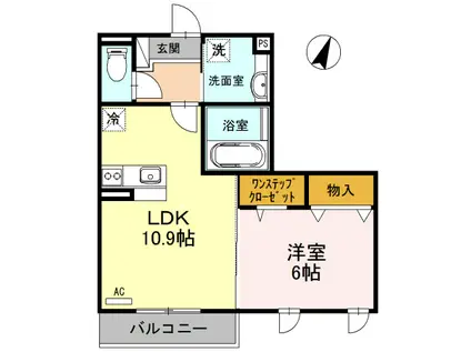 アンジュール C(1LDK/2階)の間取り写真