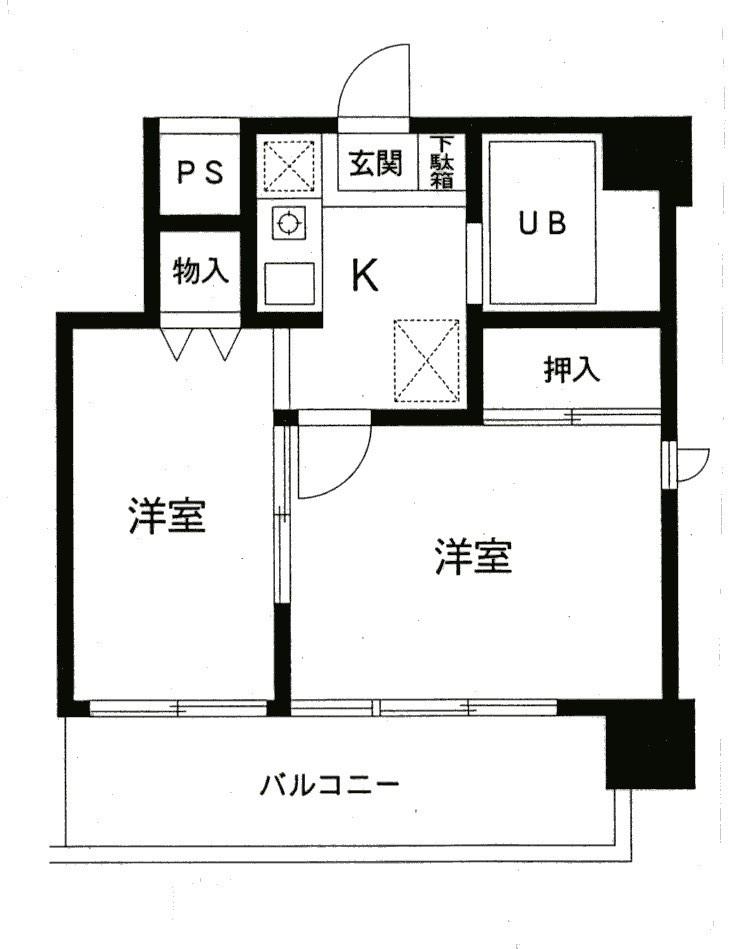 コンドービル(2K/2階)の間取り写真