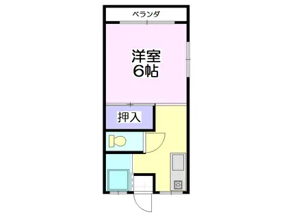 コーポ華(1K/2階)の間取り写真