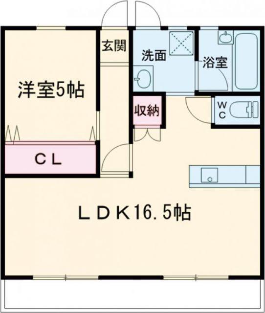 メゾン上岡田B(1LDK/2階)の間取り写真