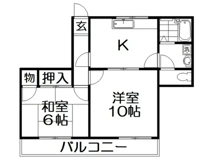 NAMURAビル(2DK/3階)の間取り写真