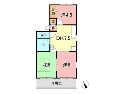 タウニィ岩崎(3DK/1階)の間取り写真