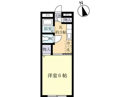 エスポワールII(1K/2階)の間取り写真