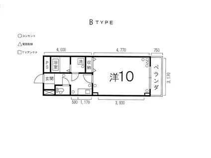 ケイワンビル(1K/6階)の間取り写真