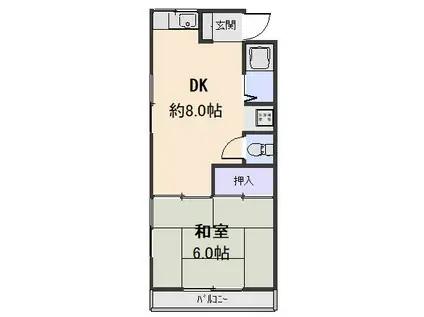 ハイツ芙蓉(1DK/2階)の間取り写真