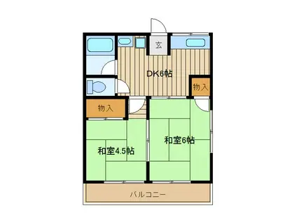 シティハイムノムラ(2DK/2階)の間取り写真
