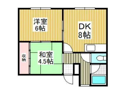 ロイヤルハイム錦西(2DK/1階)の間取り写真