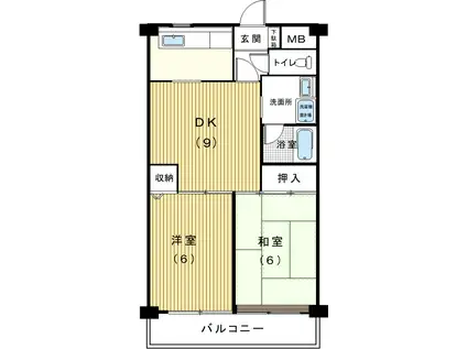 パークハイムII(2DK/2階)の間取り写真