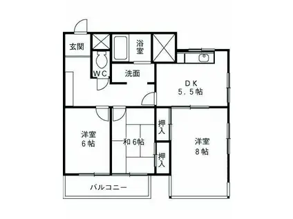 伊勢屋ビル(3DK/7階)の間取り写真