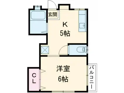 コーポ富田(1K/2階)の間取り写真