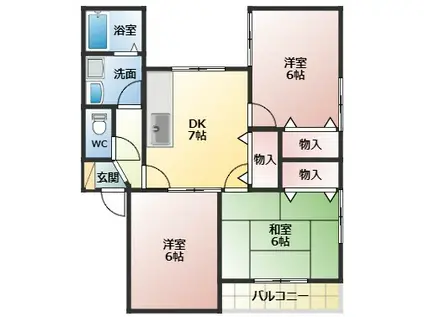 エステートピアタナカ (3DK/1階)の間取り写真