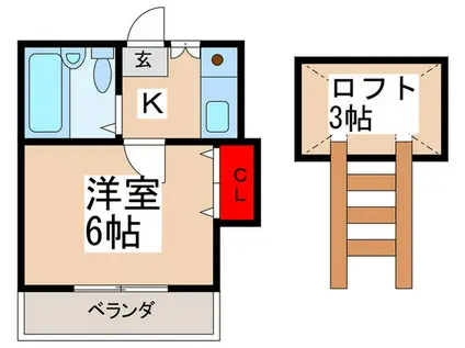 YSサンライズ藤塚(1K/2階)の間取り写真