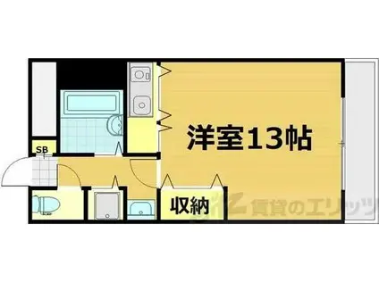 シャトレ豊津II(1K/4階)の間取り写真