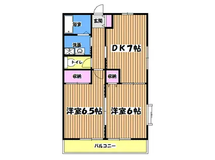 シャルマン松原(2DK/2階)の間取り写真