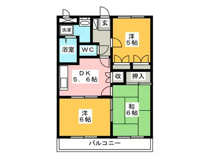 ディスカバリー柿田II(3DK/1階)の間取り写真