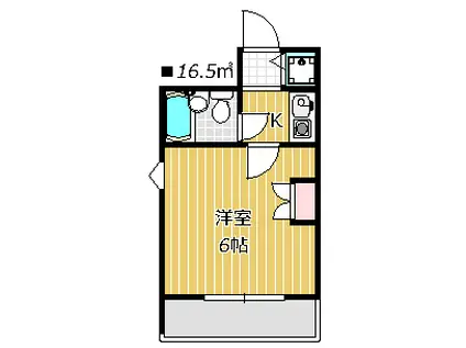 大和船橋マンション(1K/3階)の間取り写真