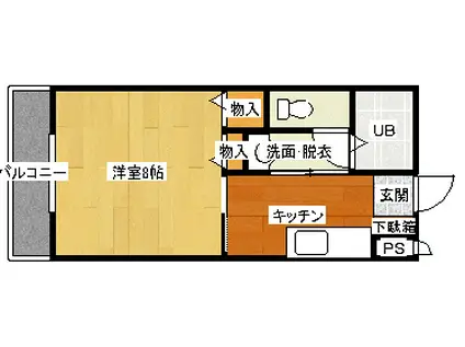 ラルジュK1(1K/1階)の間取り写真