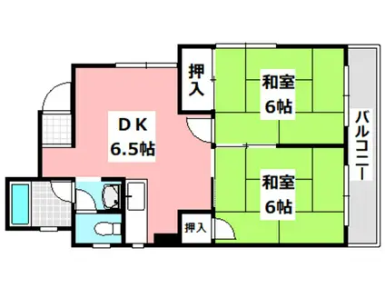三井マンション(2DK/1階)の間取り写真