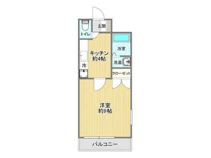 RAMSESA長町中央(1K/9階)の間取り写真