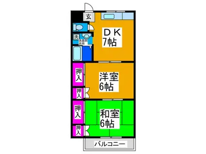 山中マンション(2DK/3階)の間取り写真