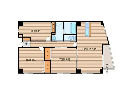 プレミュール(3LDK/3階)の間取り写真