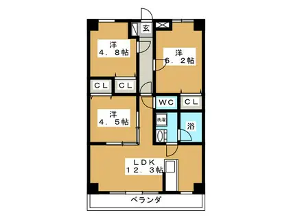 ハイヴィクトリーMAIHAMA(3LDK/1階)の間取り写真