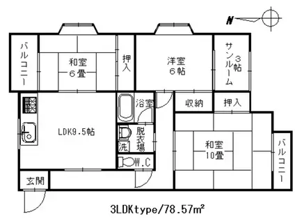 インペリアル石光(3LDK/1階)の間取り写真