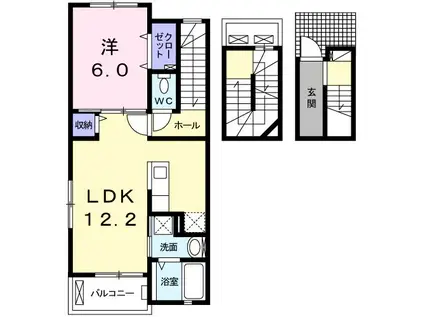 プリート・グランモーデ 神鳥谷 1LDKルーム(1LDK/3階)の間取り写真
