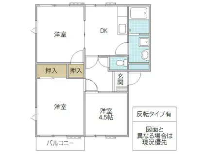 シャトーレファミールC棟(3DK/2階)の間取り写真