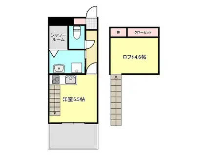 セイラBOX中豊岡I(ワンルーム/2階)の間取り写真