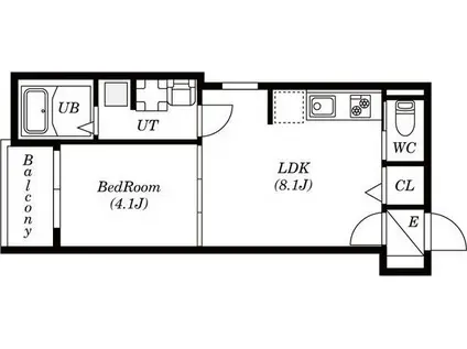 ウエスト名駅(1LDK/3階)の間取り写真