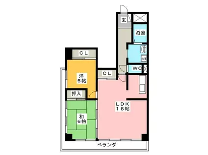 シャルマン平和(2LDK/3階)の間取り写真