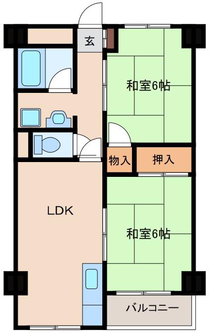 丸重グランドハイツ(2LDK/11階)の間取り写真