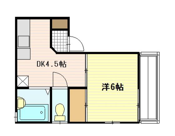 シャロームあさひ(1DK/1階)の間取り写真