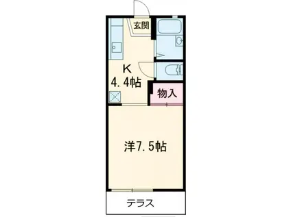 石神ハイツB(1K/1階)の間取り写真