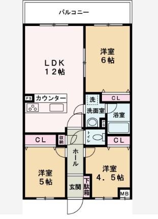 アルコ・ラ・カーサ姫路土山(3LDK/3階)の間取り写真
