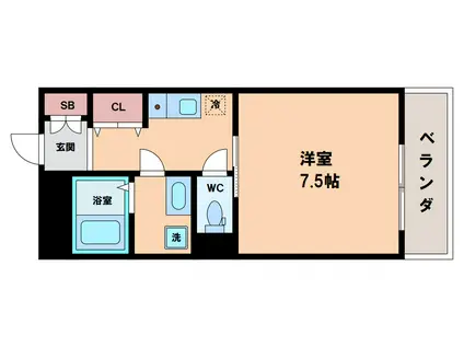 ラシーヌ上本町(1K/4階)の間取り写真