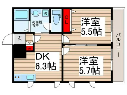 ダイヤモンドクレスト南柏(2DK/3階)の間取り写真
