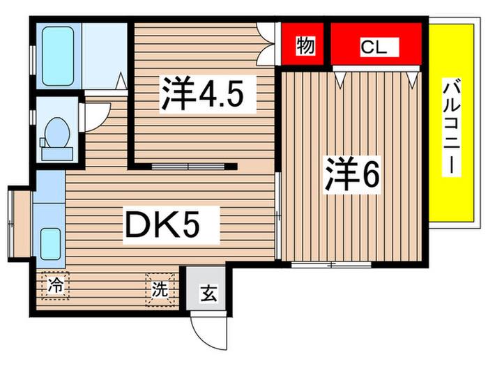 TMハイツA(2DK/2階)の間取り写真