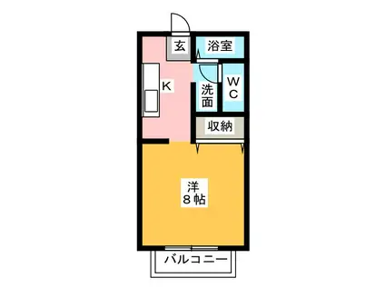 ＪＲ東海道本線 藤枝駅 バス乗車時間：15分 最寄りバス停で下車 徒歩2分 2階建 築28年(1K/2階)の間取り写真