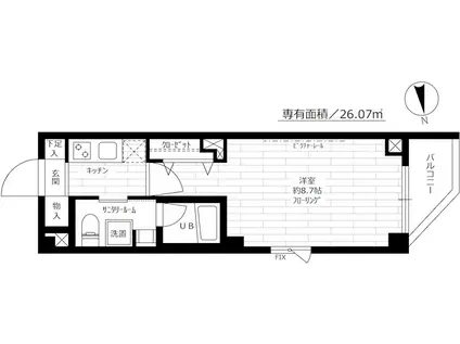 ステージグランデ神楽坂(1K/5階)の間取り写真