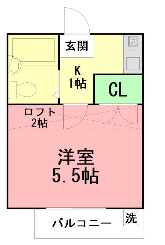 エコルグリーンリーフ(1K/2階)の間取り写真