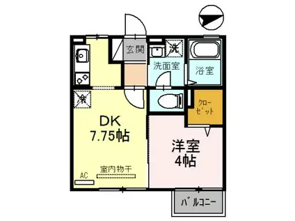 ブランシェ・ドミールB(1DK/2階)の間取り写真