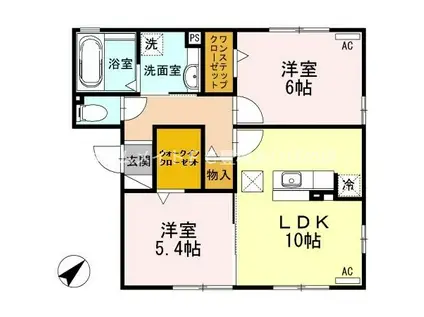 コンフォート(2LDK/1階)の間取り写真