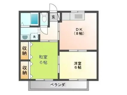 エスポ・ハイム(2LDK/2階)の間取り写真